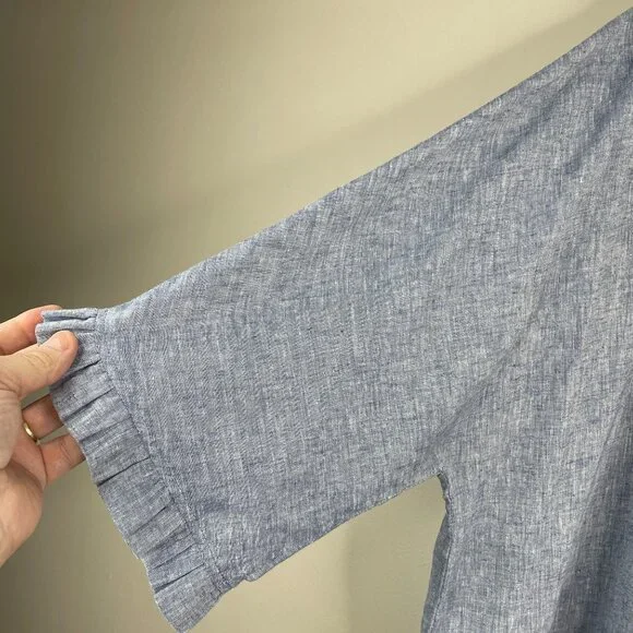 Cynthia Rowley Linen Blend Top Womens XLarge Pleated Coastal Beach Capsule Tunic - Picture 2 of 12